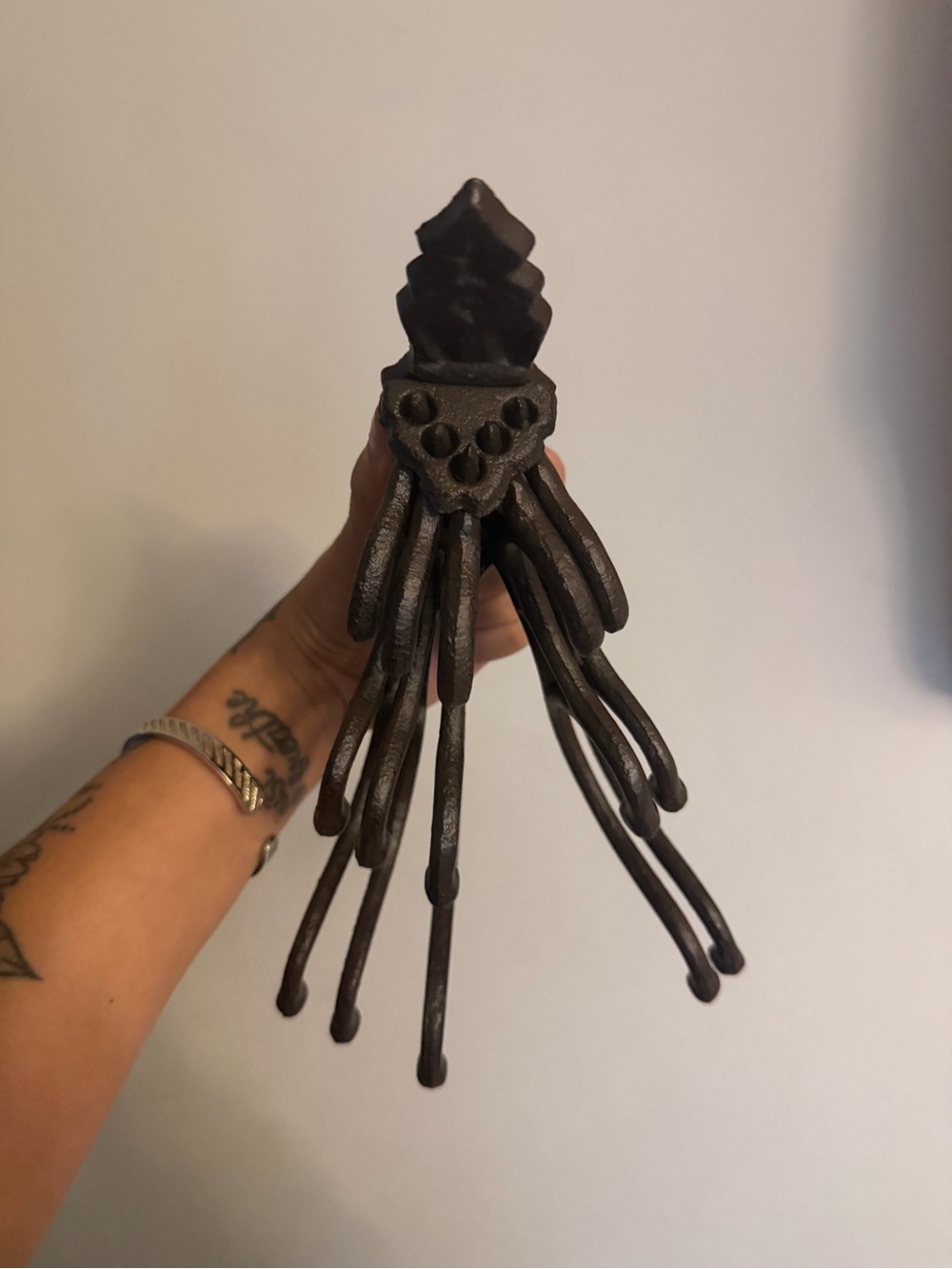 Rustic Brown Cast Iron Wall Hook Rack - Picture 2 of 2